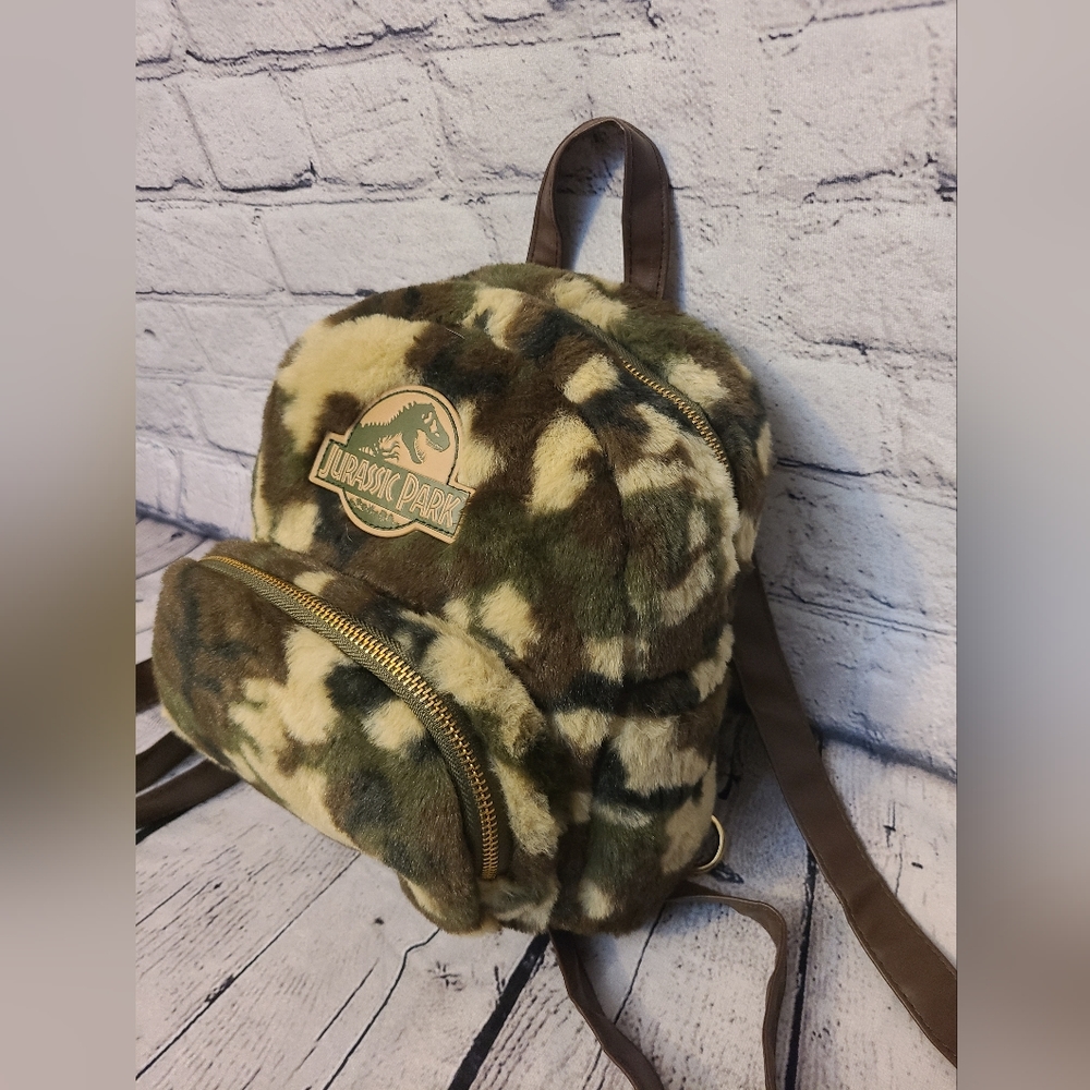 Jurassic Park Mini Camouflage Fuzzy Backpack Purse